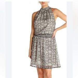 Stella & Dot You Do You Womens Snake Print Boho Fit & Flare Dress sz XS Halter